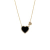 Onyx Diamond Pave Colored Stone Double Heart Necklace 14K - Adina Eden's Jewels