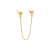 14K Gold / Single Solid Double Heart Chain Stud Earring 14K - Adina Eden's Jewels