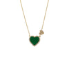 Malachite Diamond Pave Colored Stone Double Heart Necklace 14K - Adina Eden's Jewels