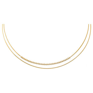 14K Gold Diamond Bezel Accented Double Wire Necklace 14K - Adina Eden's Jewels