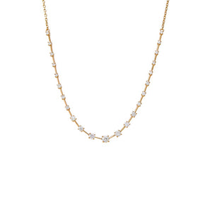 14K Gold Diamond Scattered Stones X Bar Half Tennis Necklace 14K - Adina Eden's Jewels