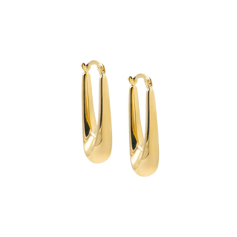 Solid Elongated Graduated Hoop Earring 14K – Adina Eden