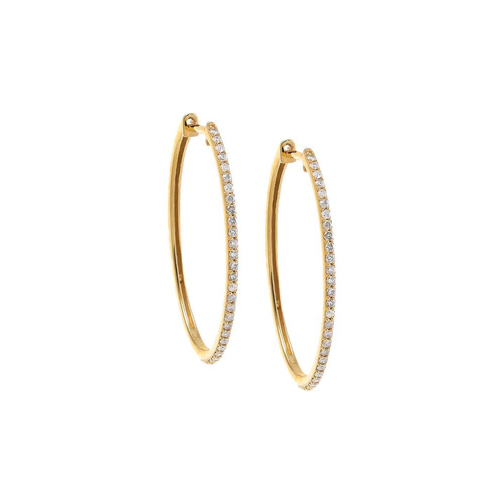 14K Gold Diamond Pave Oval Hoop Earring 14K - Adina Eden's Jewels