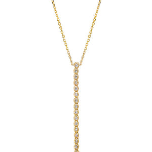 Diamond 1 Carat Tennis Drop Lariat Necklace 14K