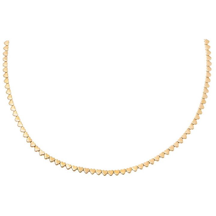  Solid Hearts Tennis Necklace 14K - Adina Eden's Jewels