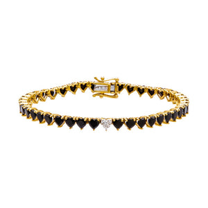 Onyx Diamond Pave Accented Onyx Heart Tennis Bracelet 14K - Adina Eden's Jewels