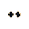 Onyx Diamond Pave Colored Stone Clover Earring 14K - Adina Eden's Jewels