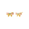 Multi-Color Kids Pink Enamel Bow Stud Earring 14K - Adina Eden's Jewels