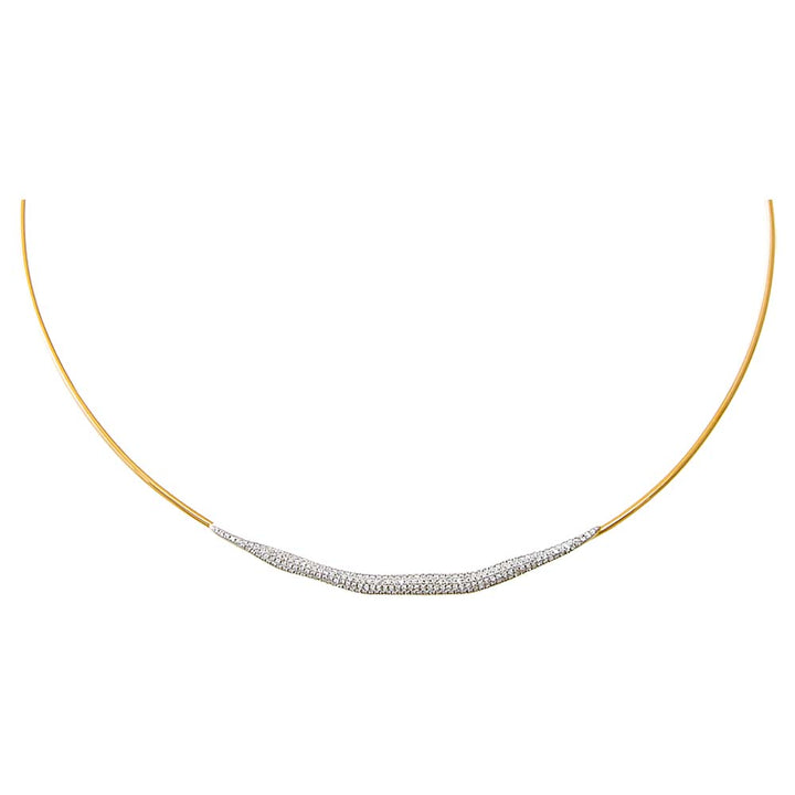 14K Gold Diamond Pave Accented Wire Necklace 14K - Adina Eden's Jewels