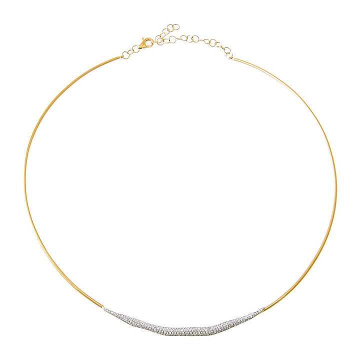  Diamond Pave Accented Wire Necklace 14K - Adina Eden's Jewels