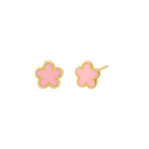  Kids Enamel Colored Flower Stud Earring 14K - Adina Eden's Jewels