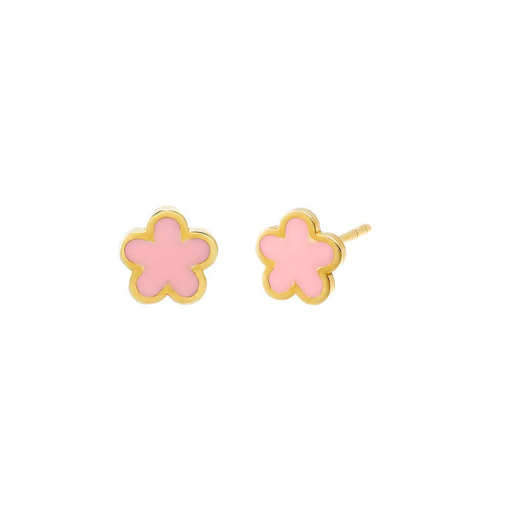  Kids Enamel Colored Flower Stud Earring 14K - Adina Eden's Jewels