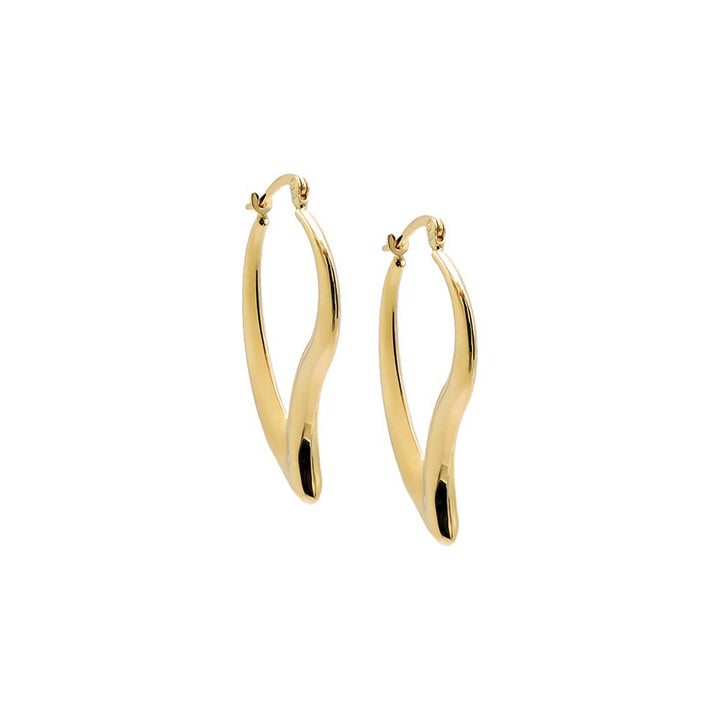 14K Gold Solid Squiggly Open Hoop Earring 14K - Adina Eden's Jewels