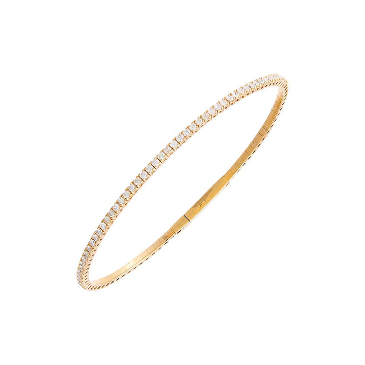 14K Gold / 7" Diamond 1 Carat Half Flexible Tennis Bangle 14K - Adina Eden's Jewels