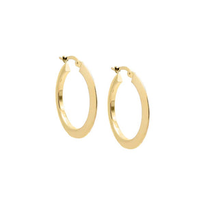 14K Gold Solid Thin Round Hoop Earring 14K - Adina Eden's Jewels