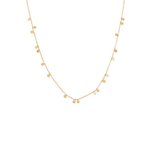 14K Gold Solid Scattered Mini Dangling Disc Necklace 14K - Adina Eden's Jewels