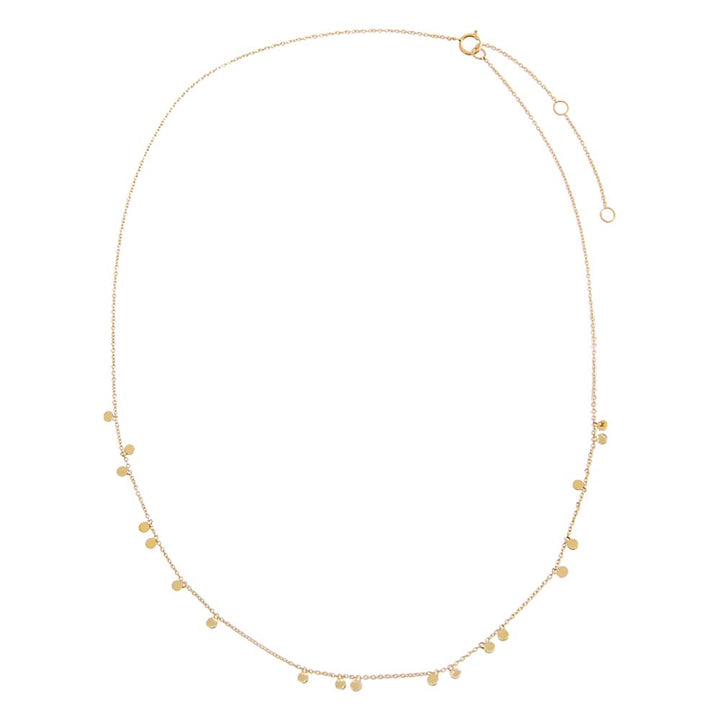  Solid Scattered Mini Dangling Disc Necklace 14K - Adina Eden's Jewels