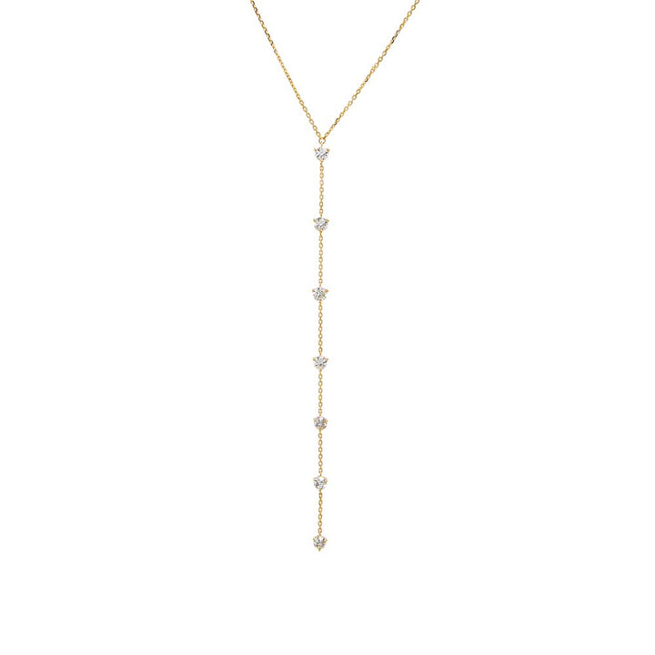 Diamond Scattered Drop Lariat Necklace 14K - Adina Eden's Jewels