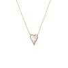 Mother of Pearl Small Diamond Outlined Colored Stone Heart Necklace 14K - Adina Eden's Jewels