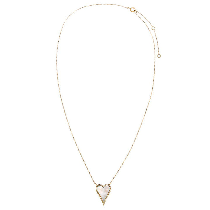  Small Diamond Outlined Colored Stone Heart Necklace 14K - Adina Eden's Jewels