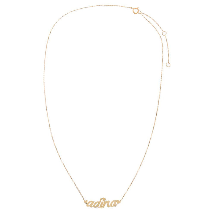  Solid Heart Accented Nameplate Necklace 14K - Adina Eden's Jewels