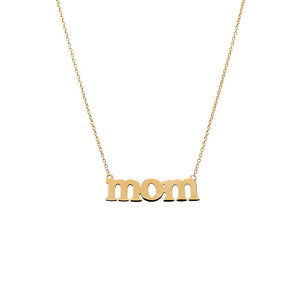 14K Gold Solid Lowercase "MOM" Necklace 14K - Adina Eden's Jewels