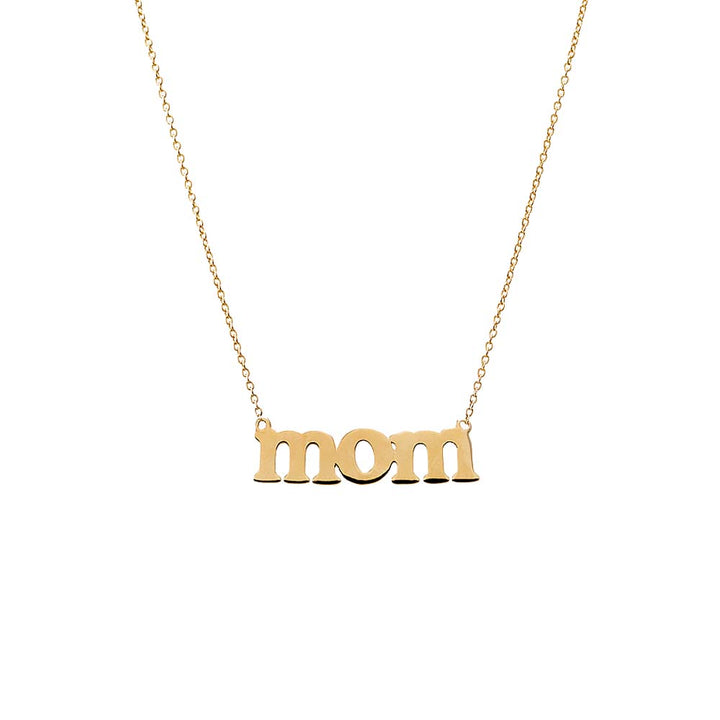 14K Gold Solid Lowercase "MOM" Necklace 14K - Adina Eden's Jewels