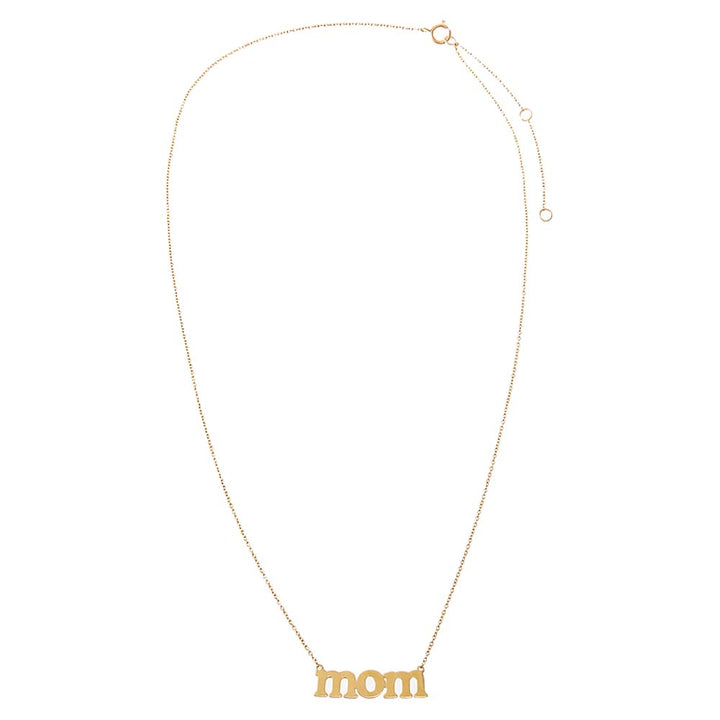  Solid Lowercase "MOM" Necklace 14K - Adina Eden's Jewels