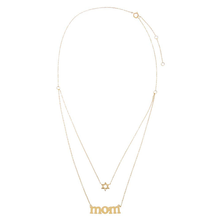  Solid Star Of David X Mom Two In One Necklace 14K - Adina Eden's Jewels