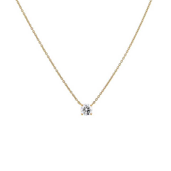  Lab Grown Diamond Round Solitaire Necklace 14K - Adina Eden's Jewels