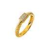 14K Gold / 6 Diamond Pave Accented Ridged Band Ring 14K - Adina Eden's Jewels