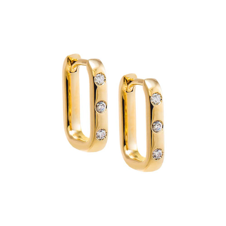 14K Gold / Pair Diamond Scattered Paperclip Huggie Earring 14K - Adina Eden's Jewels