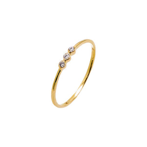 14K Gold / 6 Diamond Triple Bezel Dainty Ring 14K - Adina Eden's Jewels