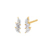 14K Gold Triple Diamond Marquise Stud Earring 14K - Adina Eden's Jewels