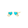 Multi-Color Kids Enamel Double Heart Stud Earring 14K - Adina Eden's Jewels