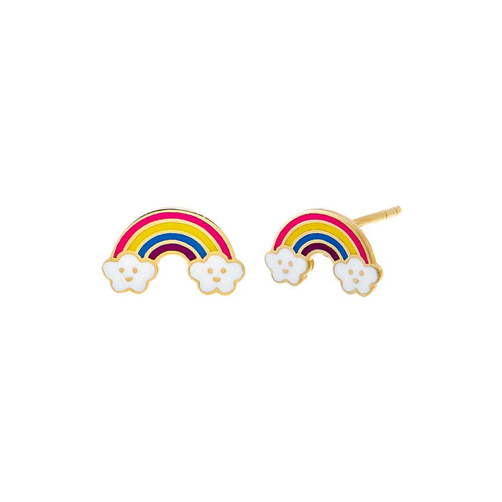 Multi-Color Kids Colorful Enamel Rainbow Stud Earring 14K - Adina Eden's Jewels