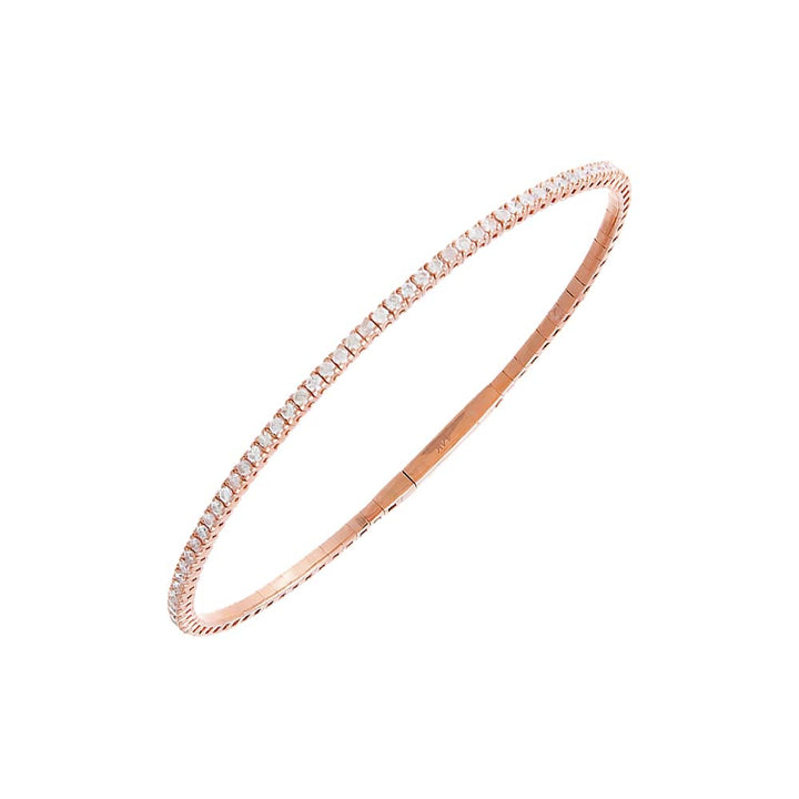 14K Rose Gold / 6.5" Diamond 1 Carat Half Flexible Tennis Bangle 14K - Adina Eden's Jewels