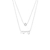 14K White Gold Diamond/Solid Pave Star Of David X Hebrew Nameplate Two In One Necklace 14K - Adina Eden's Jewels