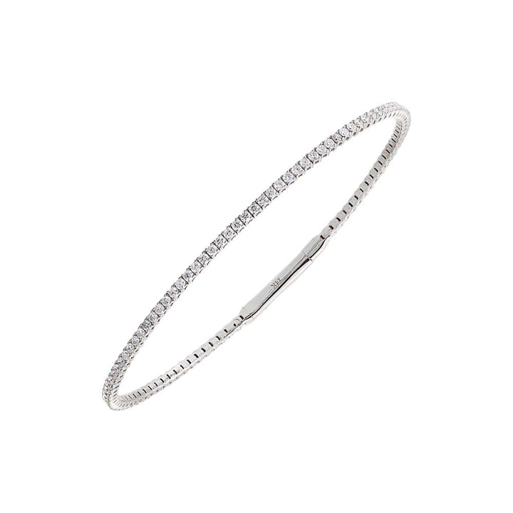 14K White Gold Diamond 1.5 Carat Flexible Tennis Bangle 14K - Adina Eden's Jewels