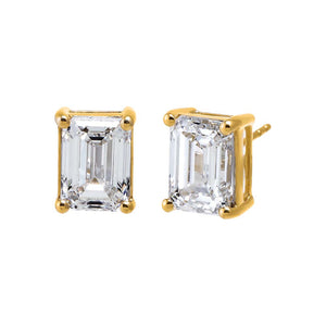 14K Gold / 6CTW Lab Grown Diamond 6 Carat Emerald Stud Earring 14K - Adina Eden's Jewels
