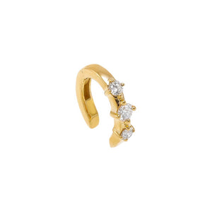14K Gold Diamond Triple Stone Ear Cuff Earring 14K - Adina Eden's Jewels