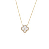 Mother of Pearl Diamond Pave Outline Colored Stone Pendant Necklace 14K - Adina Eden's Jewels