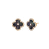 Onyx Diamond Pave Outline Ridged Colored Stone Earring 14K - Adina Eden's Jewels