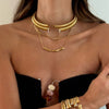  Solid Curved Bar Snake Chain Necklace - Adina Eden's Jewels