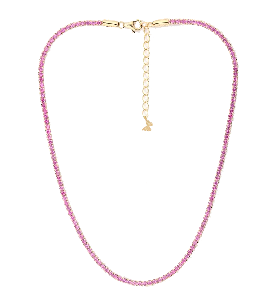 Rose Pink Colored CZ All Around Tennis Choker - Adina Eden's Jewels