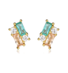 Emerald Green Colored CZ X Baguette Cluster Stud Earring - Adina Eden's Jewels