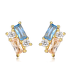 Sapphire Blue Colored CZ X Baguette Cluster Stud Earring - Adina Eden's Jewels