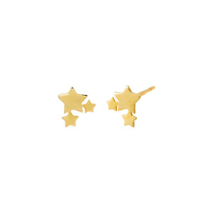 14K Gold Kids Solid Triple Star Stud Earring 14K - Adina Eden's Jewels