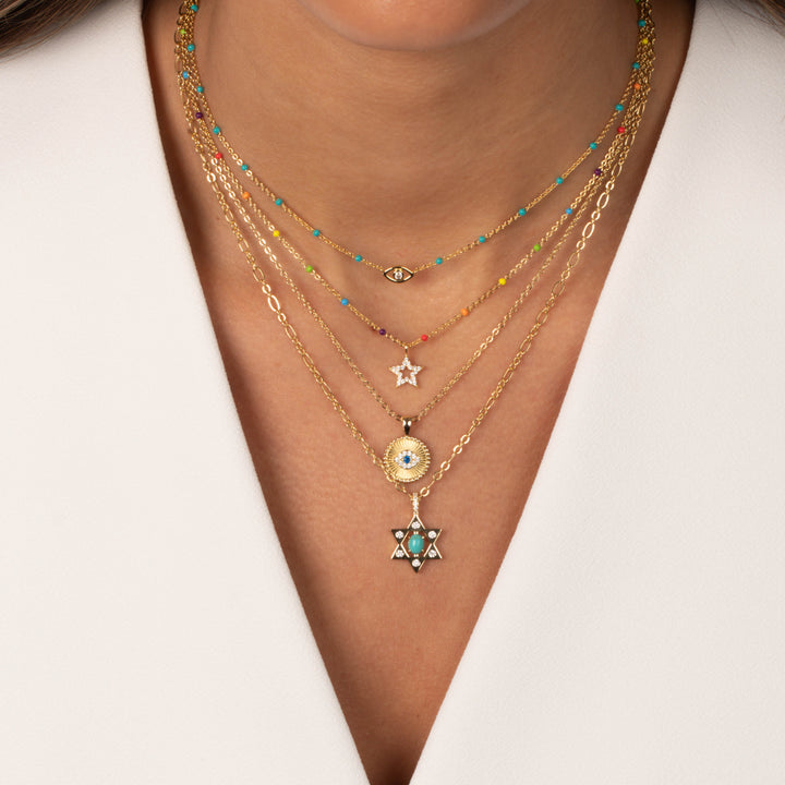 Evil Eye Turquoise Beaded Necklace - Adina Eden's Jewels