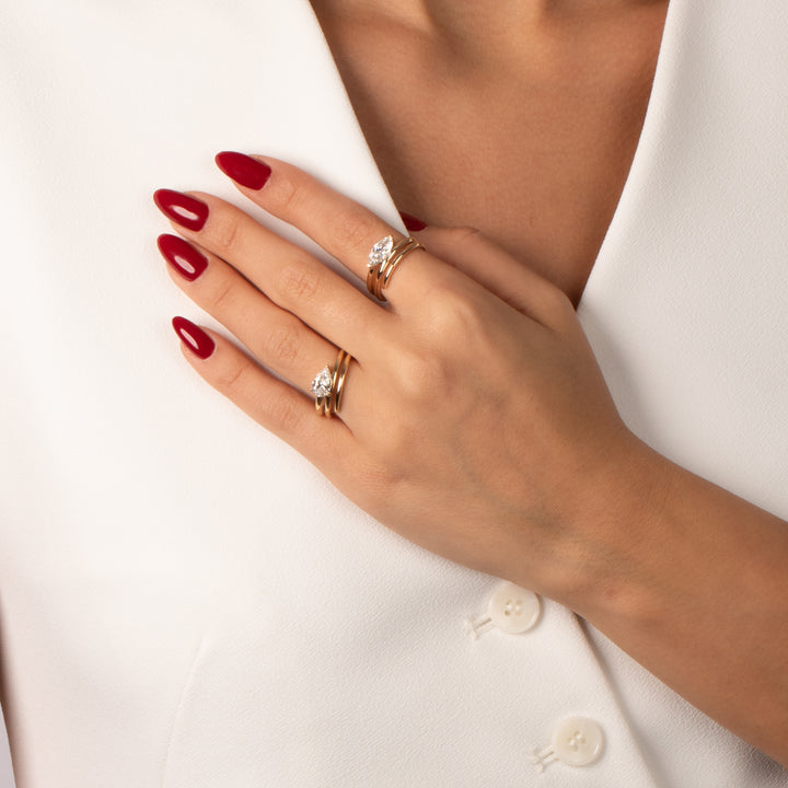 Lab Grown Diamond Marquise Coil Wrap Ring 14K - Adina Eden's Jewels